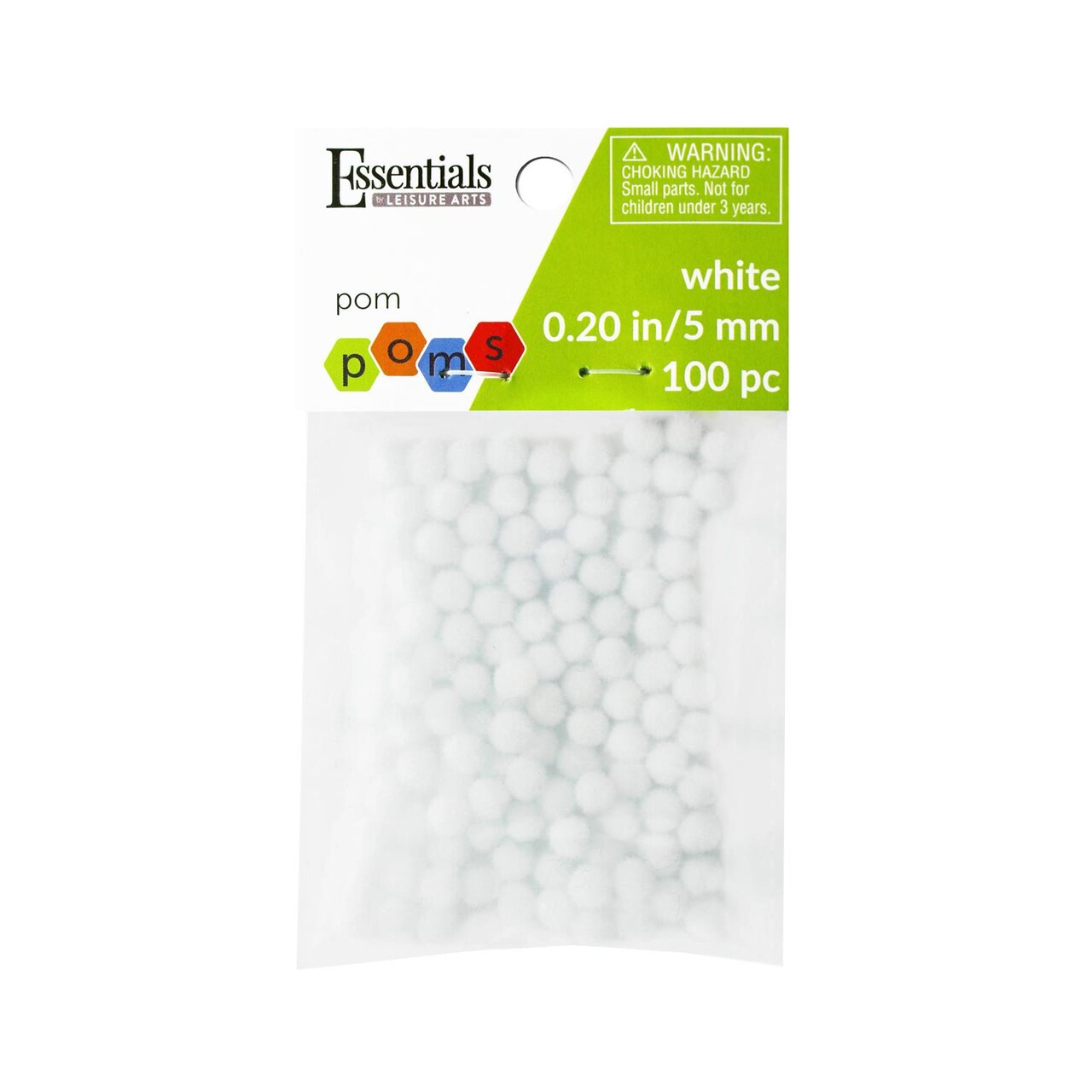 Essentials by Leisure Arts Pom Poms - White - 5mm - 100 piece pom poms arts and crafts - white pompoms for crafts - craft pom poms - puff balls for crafts